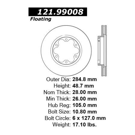 Centric C-Tek Standard Brake Rotor, C-Tek 121.99008